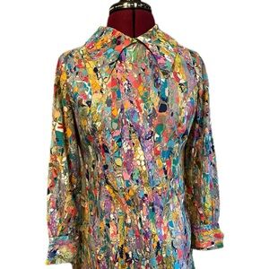 Vintage 1960s/1970s Mini Dress Multi-colored Marbled Print